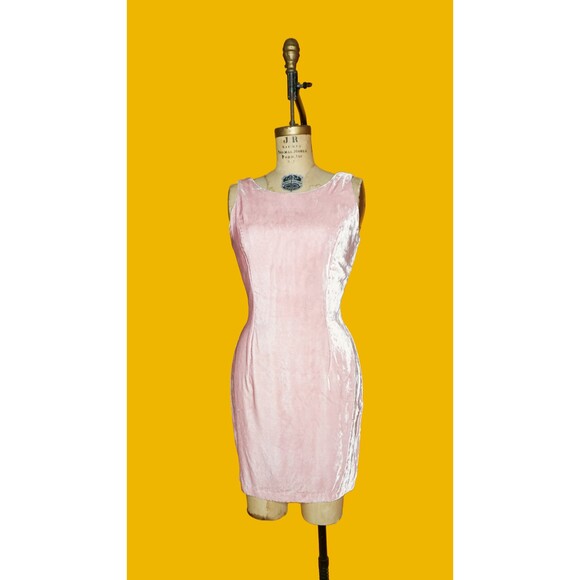 NWT 1990s-Y2K Jessica McClintock GUNNE SAX Pink Velvet Dress W/Cut Out S. AS IS - Picture 2 of 10